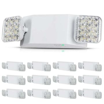 12 baltas 3 W LED avārijas gaismas ar 180 minūšu akumulatoru, kvadrātveida, stiprināmas pie griestiem vai sienas