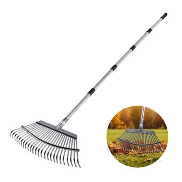 Regulējams nerūsējošā tērauda lapu grābeklis, 25 zari, 46,5 cm galva