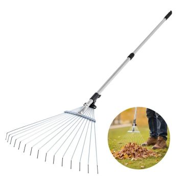 Regulējams metāla dārza grābeklis, 19–57 cm galva, 81,3–160 cm rokturis