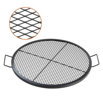 Круглая стальная решетка для костра X-marks с ручкой, 30 дюймов, черная.