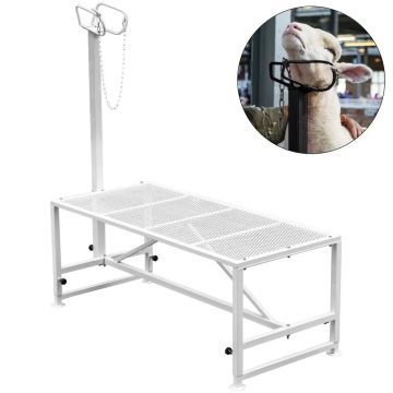 Стойка для стрижки животных размером 51x23 дюйма с металлическим каркасом.