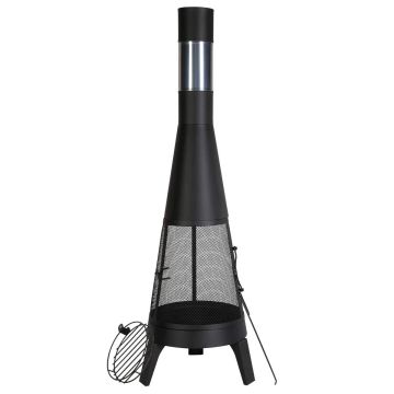 Уличная коническая дровяная печь-камин Chiminea диаметром 20 дюймов с решеткой и дымоходом.