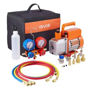 Vakuuma sūkņa un manometra komplekts HVAC, 115 l/min, R134a, R22, R410a, R1234YF