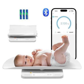 Viedie Bluetooth bērnu svari ar noņemamu paplāti, digitāli, 66 mārciņu ietilpība