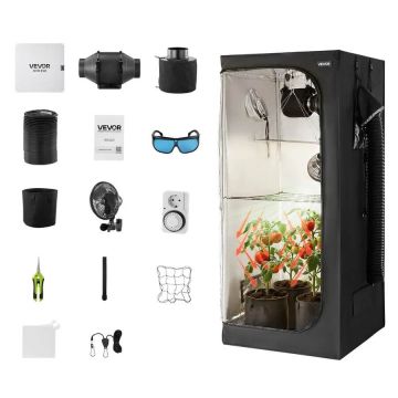 Iekštelpu audzēšanas telts komplekts, 80x80x180 cm, ar LED un ventilāciju
