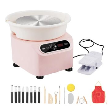 Keramikas māla ripa 11 collas, 450 W, rozā, ar kājas pedāli un displeju