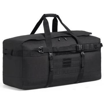 Тактическая спортивная сумка 100 л, черная, с системой крепления MOLLE.