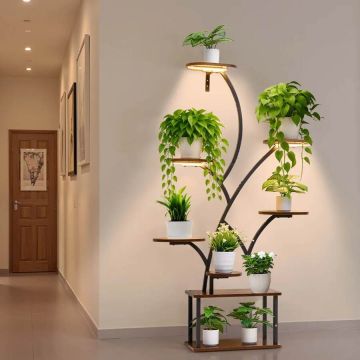 Puķu pods ar lampām, 8 līmeņi, 157,5 cm, metāla