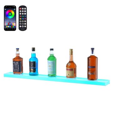 LED Lighted 1 Tier 40 Inch Acrylic Wall Mounted Liquor Display Stand