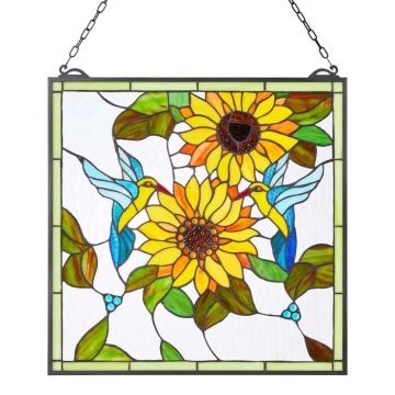 Vitrāžas loga panelis, 502x520 mm, Tiffany stilā, piekarināms