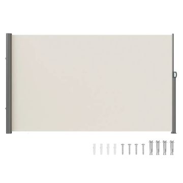 Выдвижной боковой навес, алюминиевый, полиэстер 280 г, бежевый, 180x300 см, водонепроницаемый, защита от УФ-излучения 30+.