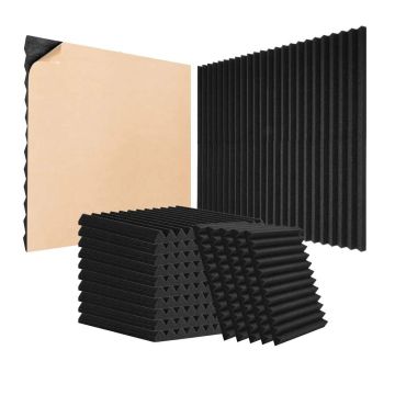 Акустические самоклеящиеся поролоновые панели, 12x12x1 дюйм, черные, 48 шт.
