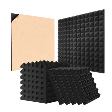 Акустические поролоновые панели, самоклеящиеся, черные, 12x12x2 дюйма, 48 шт. в упаковке.