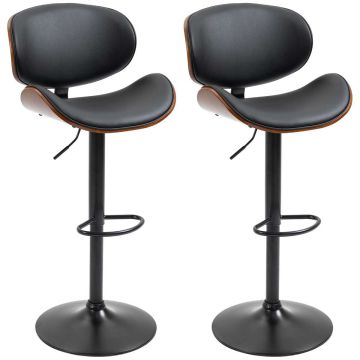 Komplekts no 2 Homcom bāra krēsliem 53x52x112cm, melnas/brūnas krāsas