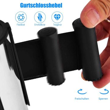 Barrier with retractable posts, 6 pcs
