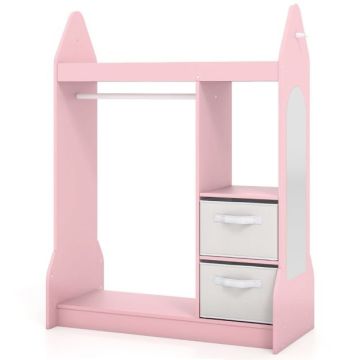 Children's clothes hanger, With fabric boxes and mirror, Pink, 81.3 × 38.1 × 106.7 cm