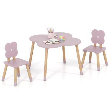 Children's chair, flower-shaped backrest, Pink/natural, 31.8 × 49.5 × 31.8 cm