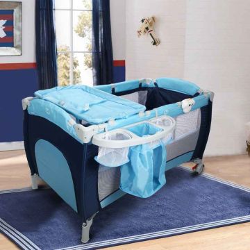 Children's travel cot, 2 levels, Blue