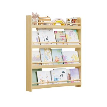SONGMICS Children's Bookshelf, 3 Tiers, Oak, 80 × 100 × 12 cm