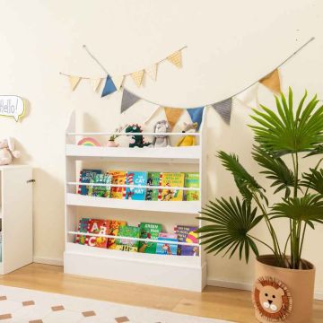 Children's shelf, 3 tiers, White, 98 × 114 × 14 cm
