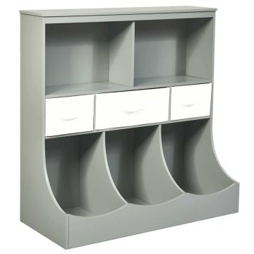 Children's cabinet, 3 drawers and 3 boxes, White, 93 × 94 × 40 cm