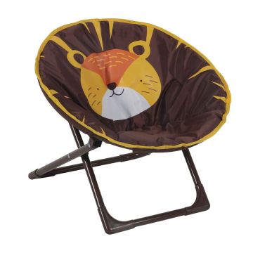 Salokāms bērnu krēsls Relaxdays 10028888_764, Lauvas dizains, Brūna/dzeltena/oranža, 50 × 47 × 48 cm