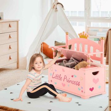 Children's toy box, with bench, Pink, 60 × 30 × 63 cm