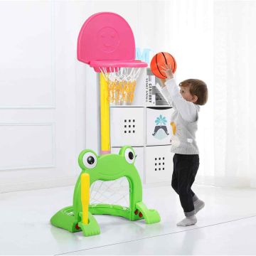 Bērnu basketbola groza komplekts, 6 augstuma līmeņi, Rozā, dzeltena un zaļa, 24 × 23 × 46,5–51 collas