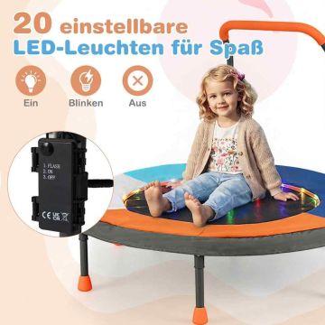 Vaikiškas mini batutas, su LED apšvietimu, Ø 90 × 81 cm