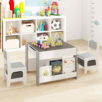 Children's table and chair set, 1 table and 2 chairs, 61.5 × 61.5 × 48 cm