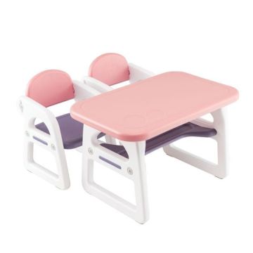 Children's table and chair set, 3-piece, pink and purple, 79 × 49 × 49 cm