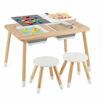 Children's desk set, table and 2 chairs, 81.28 × 49.53 × 60.33 cm