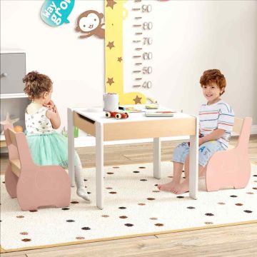 Children's activity table and chair set, 2 chairs, 63.5 × 61.5 × 48 cm