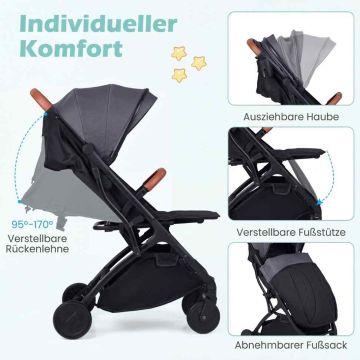 Baby stroller, Gray, 48.5 × 77 × 100 cm