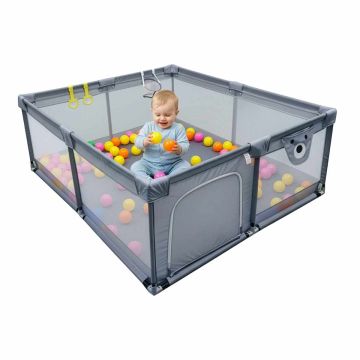 Bērnu rotaļu manēža Relaxdays, 50 bumbiņas, Pelēka, 180 × 65 × 200 cm