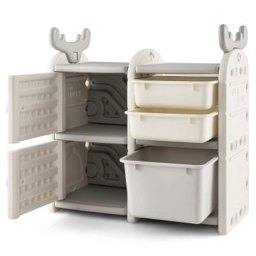 Children's toy storage unit, with boxes, cabinets and drawers, gray, 78.74 × 78.74 × 31.75 cm