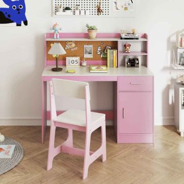 Children's desk and chair set, 1 table, 1 chair, 109.5 × 100.5 × 48 cm