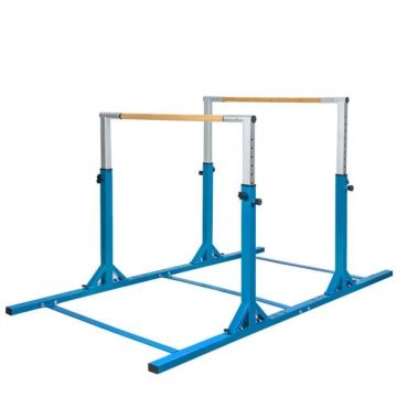 Children's Gymnastics Parallel Bars, 11 Positions, Blue, 99 × 55 × 52 inches
