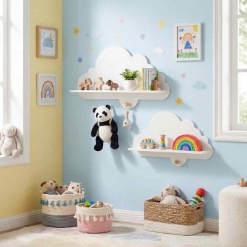 Children's hanging shelves, 2 pcs, White