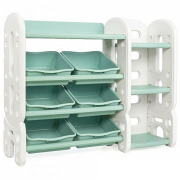 Children's toy storage organizer, 1 large and 6 small storage boxes, 112 × 92 × 35 cm