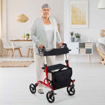 Walker with seat, 2 in 1, 4 wheels, 79.5 × 61.5 × 83–96 cm