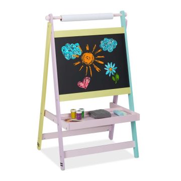 Bērnu zīmēšanas tāfele Relaxdays, ar papīra rulli, 56 × 90 × 42 cm