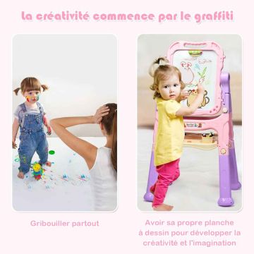 Children's drawing easel, double-sided, 60.96 × 109.22 × 44.45 cm / 58.42 × 82.55 × 30.48 cm