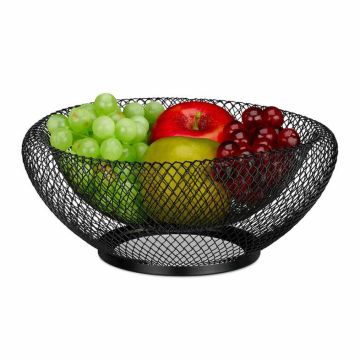 Augļu trauks Relaxdays 10042986.0, Melns, Ø 25 × 10 cm