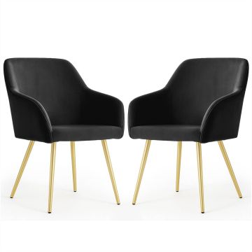Стулья для столовой ESTELLE, комплект из 2 шт, Чёрные, 54,5 × 83 × 58 см