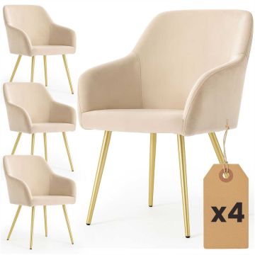 Стулья для столовой ESTELLE, 4 шт, бежевые/золотистые, 54,5 × 83 × 58 см
