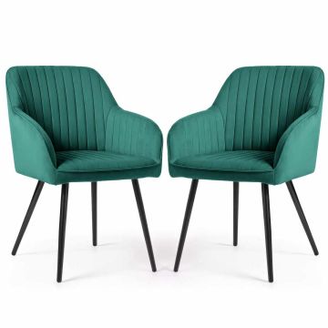 Стулья для столовой FLORENCE, 2 шт, Зелёные, 54,5 × 82 × 58 см