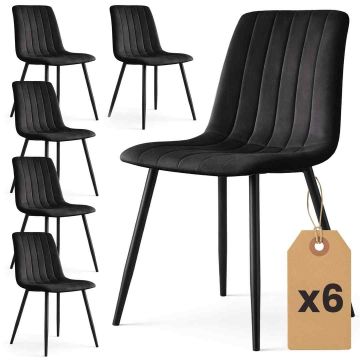 Стулья для столовой LIVO, 6 шт, Чёрные, 45,5 × 87 × 43,5 см