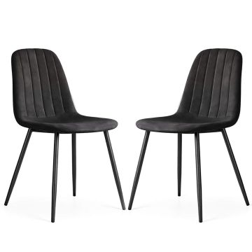 Стулья для столовой LUMO, комплект из 2 шт, Чёрные, 45,5 × 87 × 43,5 см