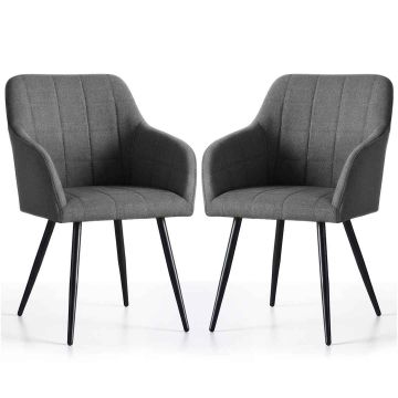 Стулья для столовой LUXANO, 2 шт, Серые, 54 × 82 × 58 см